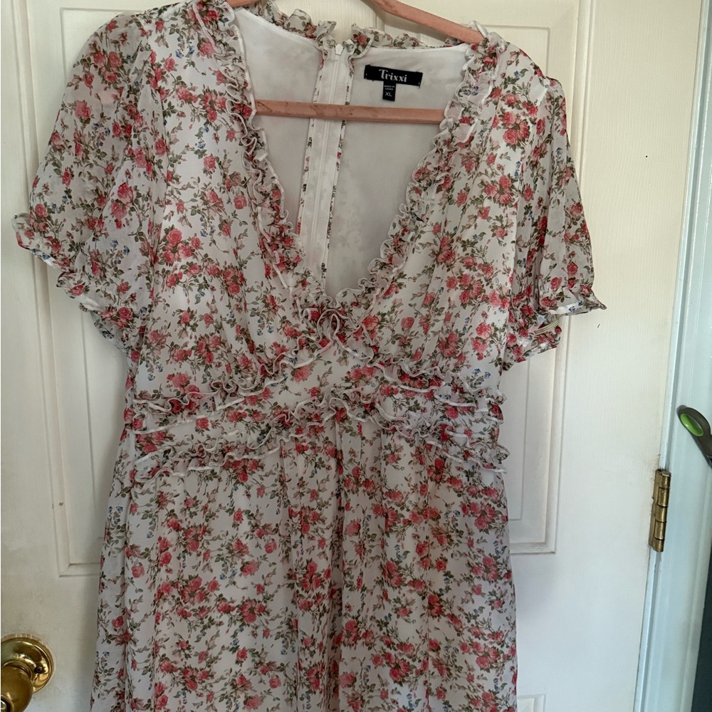 Forever 21 Pink Floral Ruffle romper